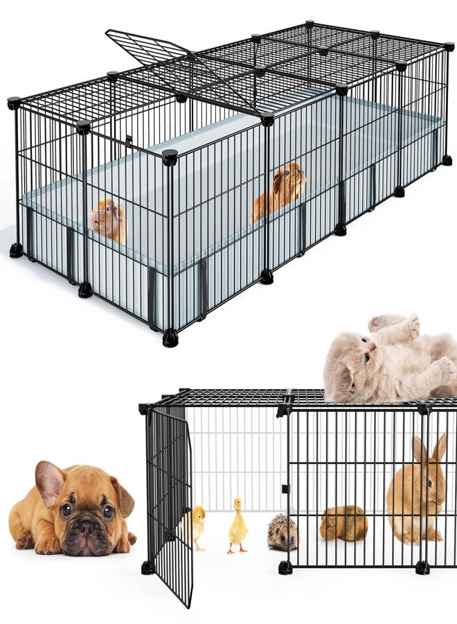 BUCATSTATE Guinea Pig Cages for 2, 20 Panels Guinea Pigs Playpen with Waterproof Mat, Metal Rabbit Cage Indoor for Hedgehogs, Quail, Chickens (56" L x 24" W x 12" H) - Image 1